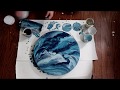 (207) Ocean Waves, Acrylic Dirty Pour on Wood Circle (207) Ocean Waves, Acrylic Dirty Pour on Wood Circle
