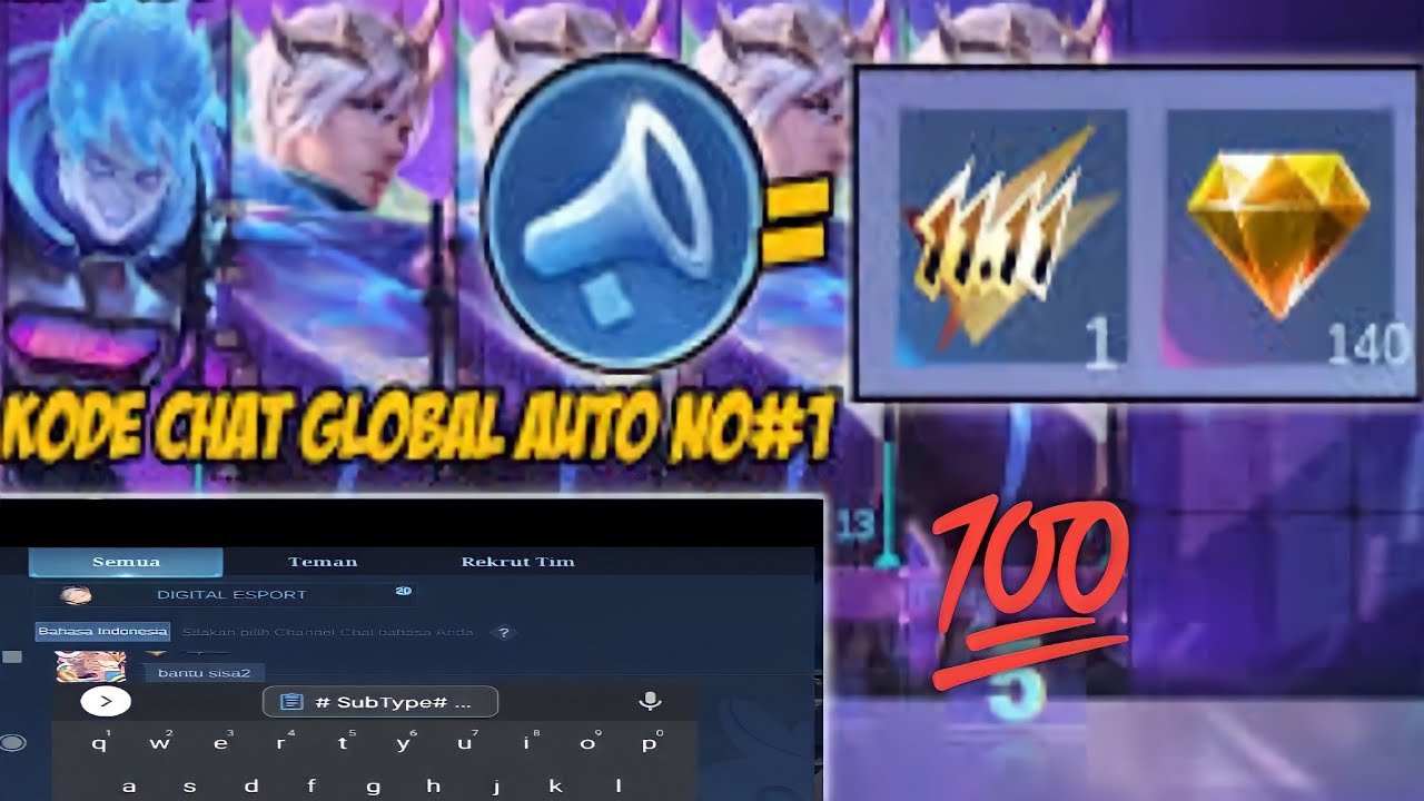 BUG KODE CHAT GLOBAL TERBARU - EVENT DIAMOND KUNING MLBB | TANPA TOA, AUTO RANK 1 TERUS
