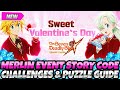 *MERLIN&#39;S VALENTINE EVENT STORY CODE* + CHALLENGE &amp; PUZZLE FULL CLEAR GUIDE (7DS Grand Cross)