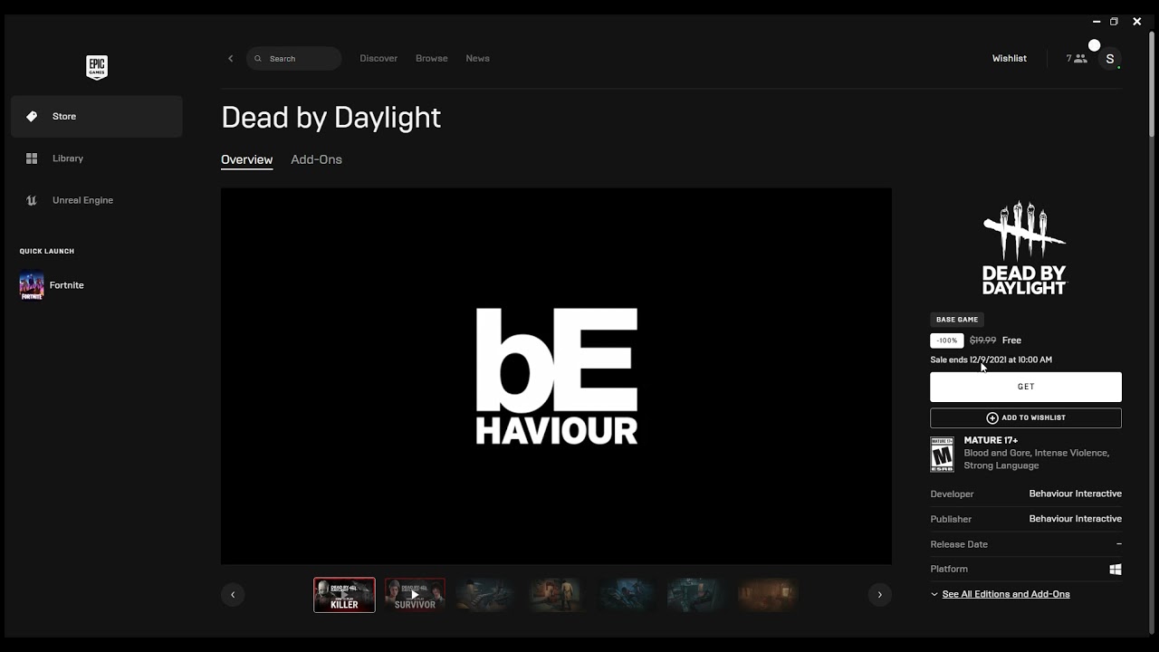 How to get Dead By Daylight for FREE on the Epic Games Launcher *PC ...