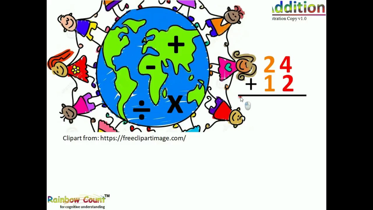 Addition 24+12 Rainbow Count maths lessons for cognitive understanding