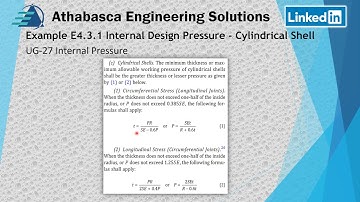 ASME PTB-4  Example E4.3.1 Internal Design Pressure - Cylindrical Shell
