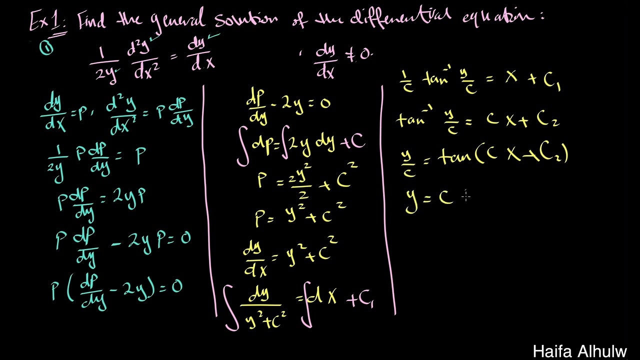 Special Cases of Higher Order Differential Equations -  حالات خاصة للرتب العليا