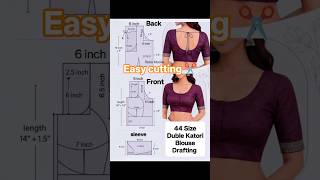 Easy Cutting & Stitching blouse ✨ 44 Size Double Katori design #fashion #ytshorts #trending #viral✂️