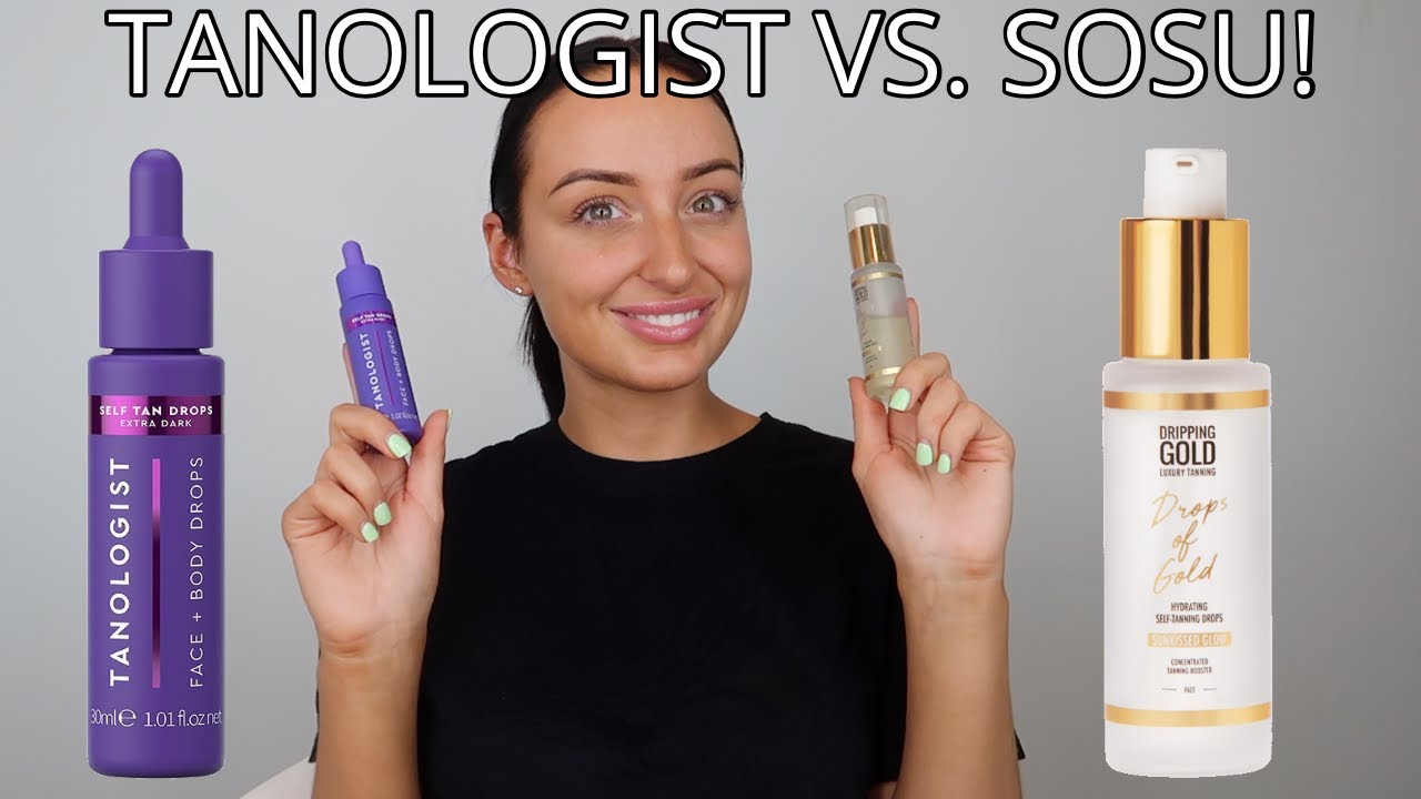 SOSU Drops of Gold Hydrating Self Tanning Drops vs. Tanologist Extra