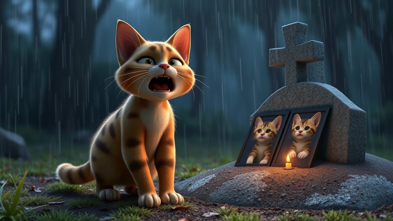 Cry of the cat's mom on the grave😿💀