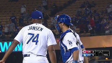 CIN@LAD: Jansen retires Cozart to earn the save