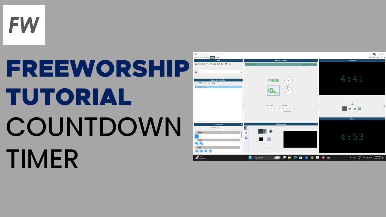 Create a Countdown Timer on FreeWorship Software