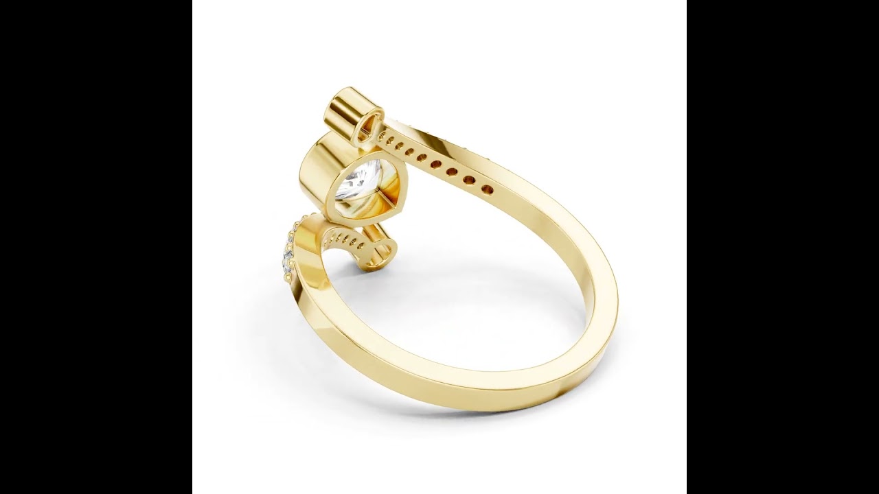 Pear Shape Bezel-Set Bypass Ring