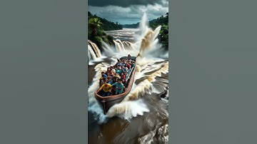 🚤🌊 A boat caught in the middle of a river flood #nature #story #naturaldisasters #shorts #video