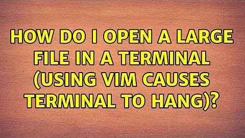 Ubuntu: How do I open a large file in a terminal (using vim causes terminal to hang)?