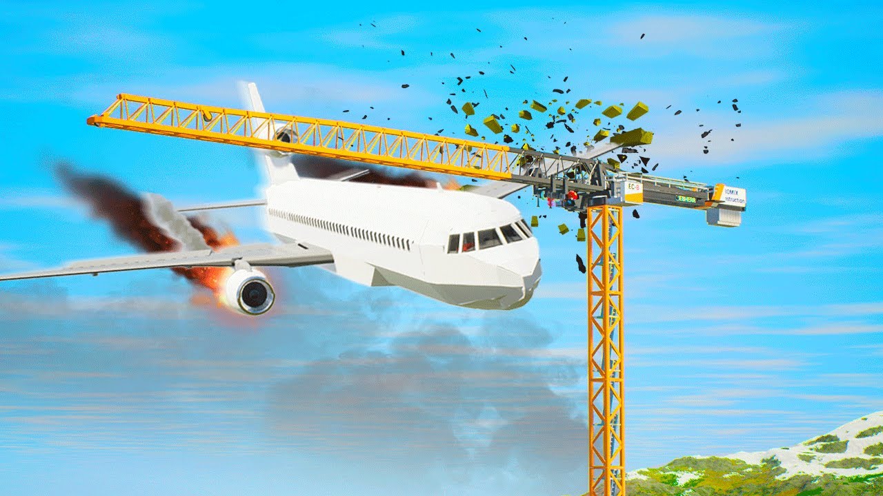 TOWER CRANE vs PLANES - Airplane Crash in BRICK RIGS #3 - YouTube