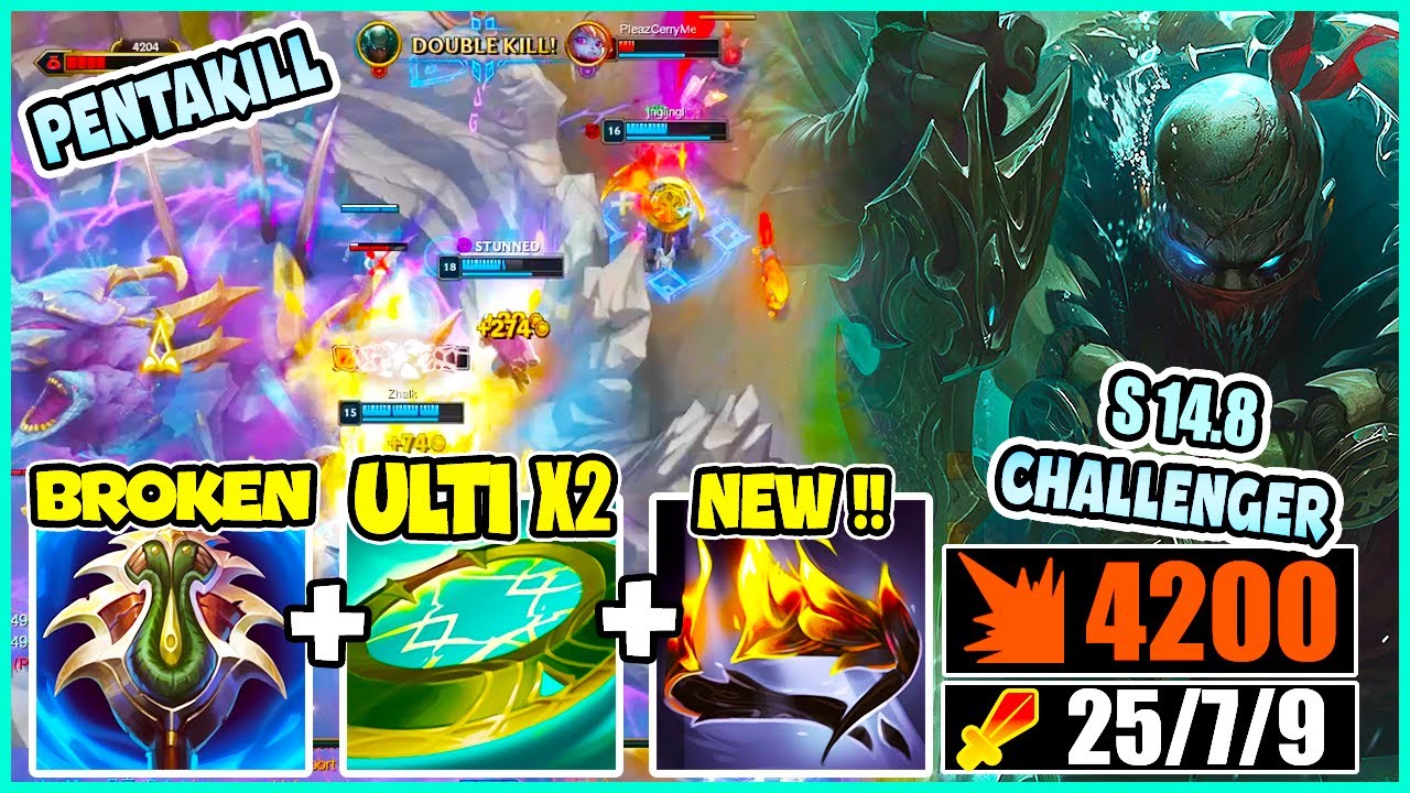 PYKE MID CHALLENGER S14.8 BUT WHEN FULL LETHALITY PYKE DROP 25 KILLS (PENTAKILL) - League of Legends