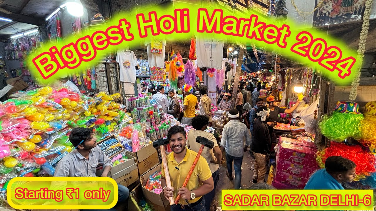 Cheapest Holi Market in Delhi Gulal,Colour,Pichkari,Balloon 1₹ holi