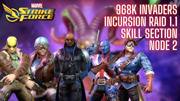 First Look at Incursion Raids 1.1 Skill Node 2 Difficulty 1 Marvel Strike Force MSF
