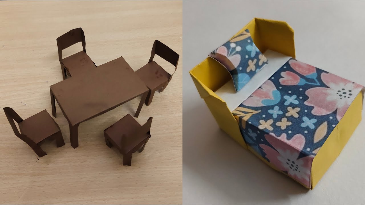 How to make a dinning table and paper bed with paper | paper table | paper bed