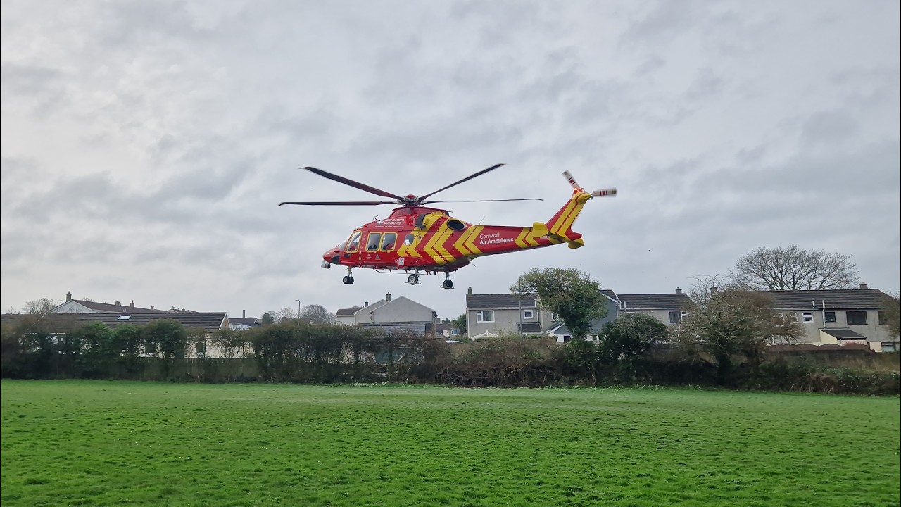 Cornwall Air Ambulance take off, Camborne 05.03.26