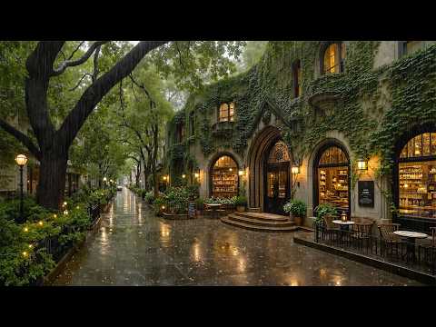 Gentle Rainy Jazz in a Cozy Gothic Café Bakery Street 🌧️ Jazz Playlist for Unwind & Quiet Evenings ☕