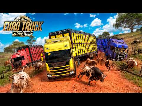FIGHT and CRASH AT THE END OF THE CATTLE HAULER CONVOY! - EURO TRUCK SIMULATOR 2