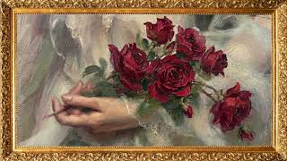Romantic Red Roses Oil Painting Frame TV Art | 2 Hours | No Music screenshot 3