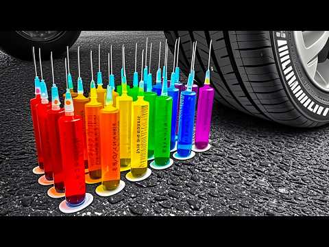 Crushing Experiments Video! &Car vs Crunchy Color Giant Toothpaste Balloons & Soft Things By Car