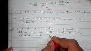 Ration and Proportion Class 6 Math Ques 1. Express the following in the ratio form