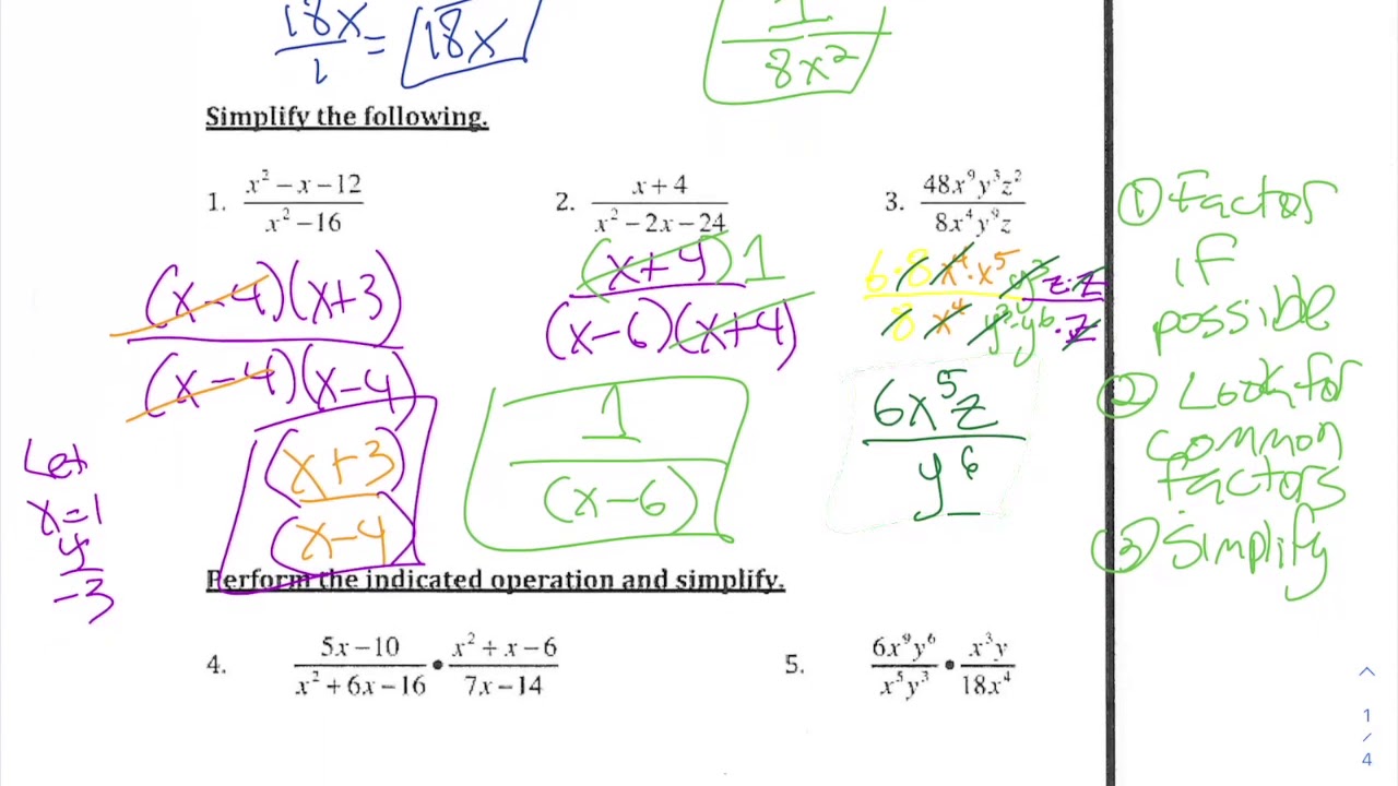 College Algebra notes Rational Functions R.7 due 9/11 - YouTube