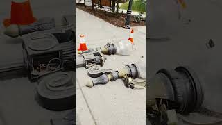A driver knocked down a Light pole at a park nobody was hurt #crash #bad #badparking #park #fired