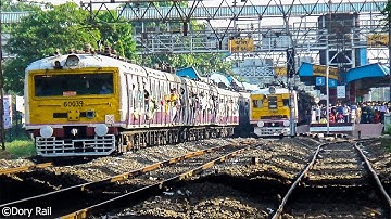 High speed & delightful chasing action of 2 EMU local train & then crossing | Indian Railways
