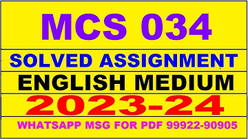 mcs 034 solved assignment 2023-24 | mcs 34 solved assignment in english 2024 | mcs 34 2024