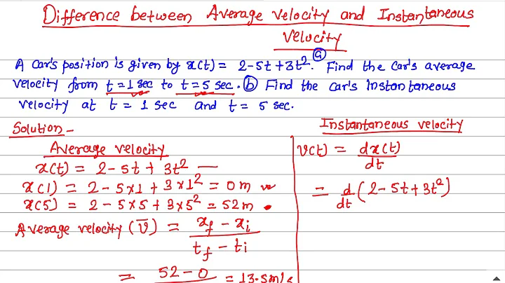 Differences between Average Velocity and Instantaneous Velocity Example # Physics 1 # Lecture 4