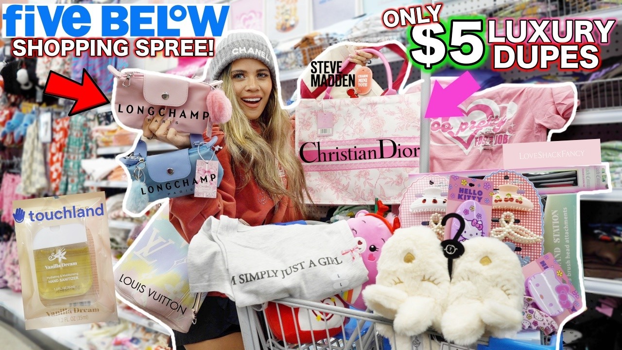 INSANE $5 Luxury Dupes at Five Below! Dior, Longchamp, Touchland & More | Huge Shop With Me Haul! 