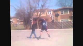 Kid makes backwards shot with one hand!!! must watch!