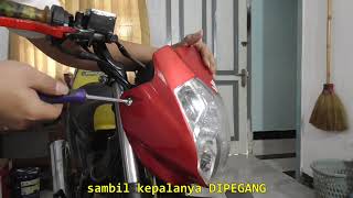 Cara Detail Melepas Headlamp, Dudukan Plat Nomor, Soket Kabel - Bongkar Satria Fu E2