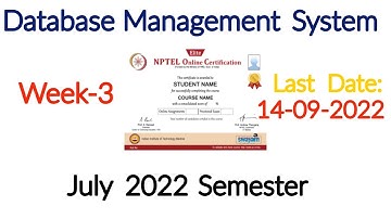 NPTEL Database Management System Assignment 3 Answers | DBMS Week-3 Quiz Answers 2022 | NPTEL