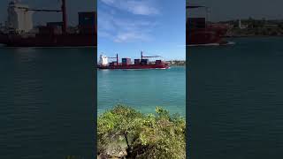 Massive cargo ship meets paradise 🌊🚢Power and beauty in the ocean