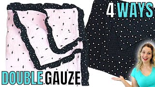 DOUBLE GAUZE Baby Blankets 4 WAYS / Swaddle Baby Blanket / Baby Blanket with Ruffle (Tutorial)