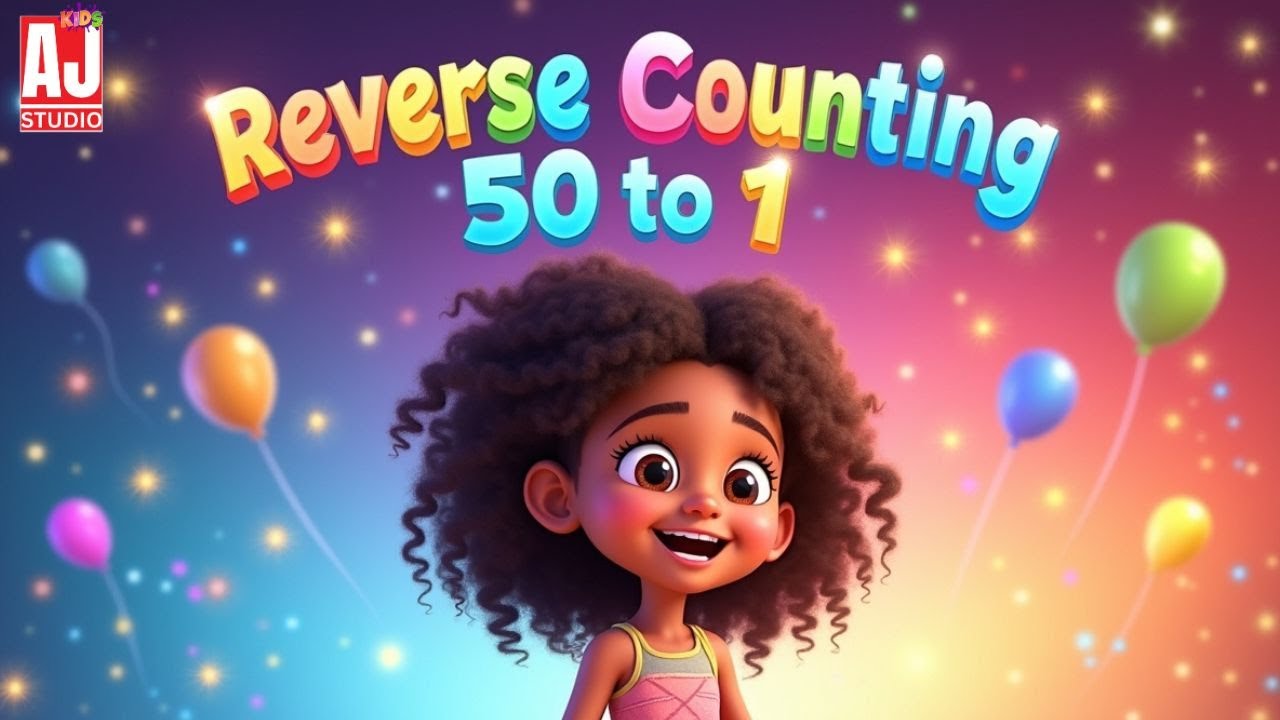 Reverse Counting 50 to 1 🚀 | Learn Backward Numbers for Kids | AJ STUDIO KIDS 2025 