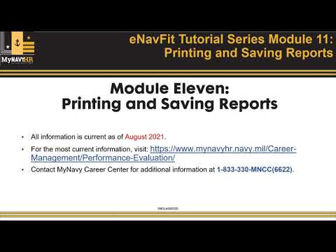 eNavFit Tutorial Series Module Eleven: Printing and Saving Reports