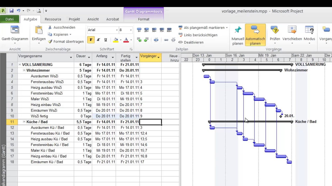 Ms Project 10 Grundkurs Meilensteine Anlegen In Hd Youtube