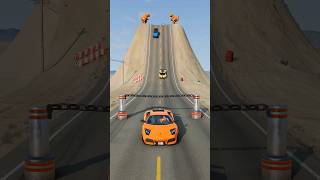Cars &amp; Cargo Truck vs Chained Bollards Poles #3 - BeamNG.Drive