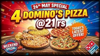4 DOMINOS PIZZA in ₹27 मे😋|dominos coupon code today|Domino's Pizza offer|dominos pizza offers today
