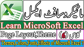 How to set Themes in Microsoft Excel (Page Layout)Themes,Colors,Fonts,Effects in Urdu /Hindi.