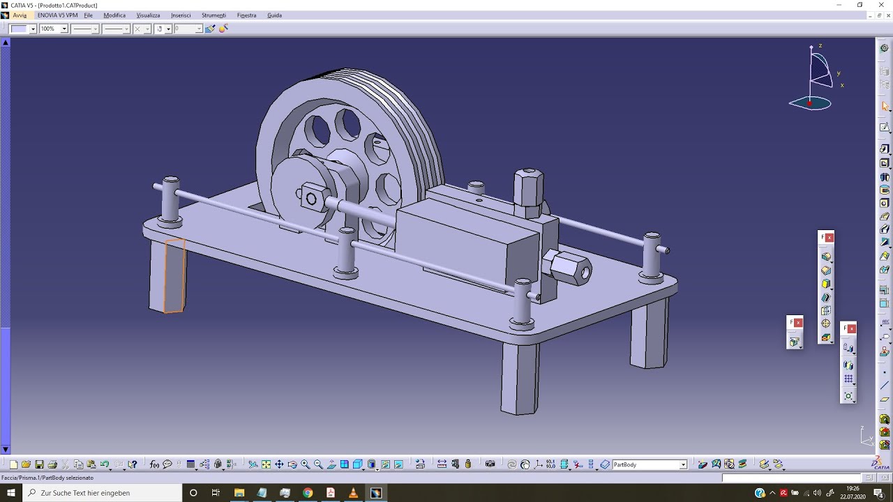 Macchina a Vapore con cilindro oscillante: Cinematica