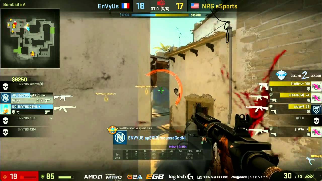 just9n 2 kills to force 2nd OT - NRG eSports vs. EnVyUs CS:GO Counter Pit League Season 2 Finals