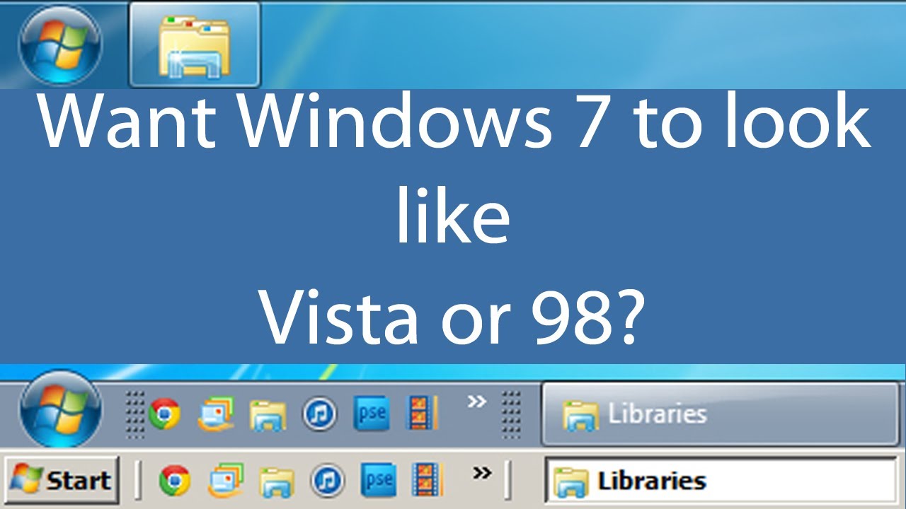 How To Get The Windows 7 Taskbar Back To Vista, XP or 98 - YouTube