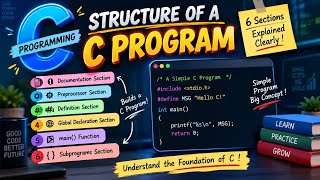 Structure of C Program Explained 🔥 | 6 Sections of C Program | C Programming for Beginners