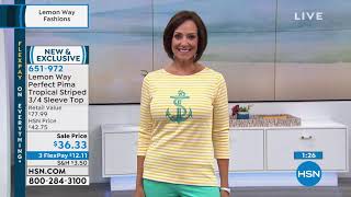 Lemon Way Perfect Pima Tropical Striped 3/4 Sleeve Tee screenshot 3