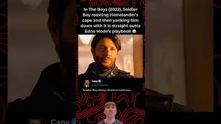 In The Boys (2022), Soldier Boy roasting Homelander’s cape and then yanking him down with it