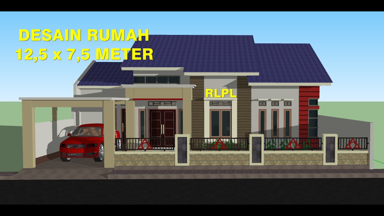 Desain Rumah Minimalis 12,5 x 7,5 Meter 3 Kamar Tidur